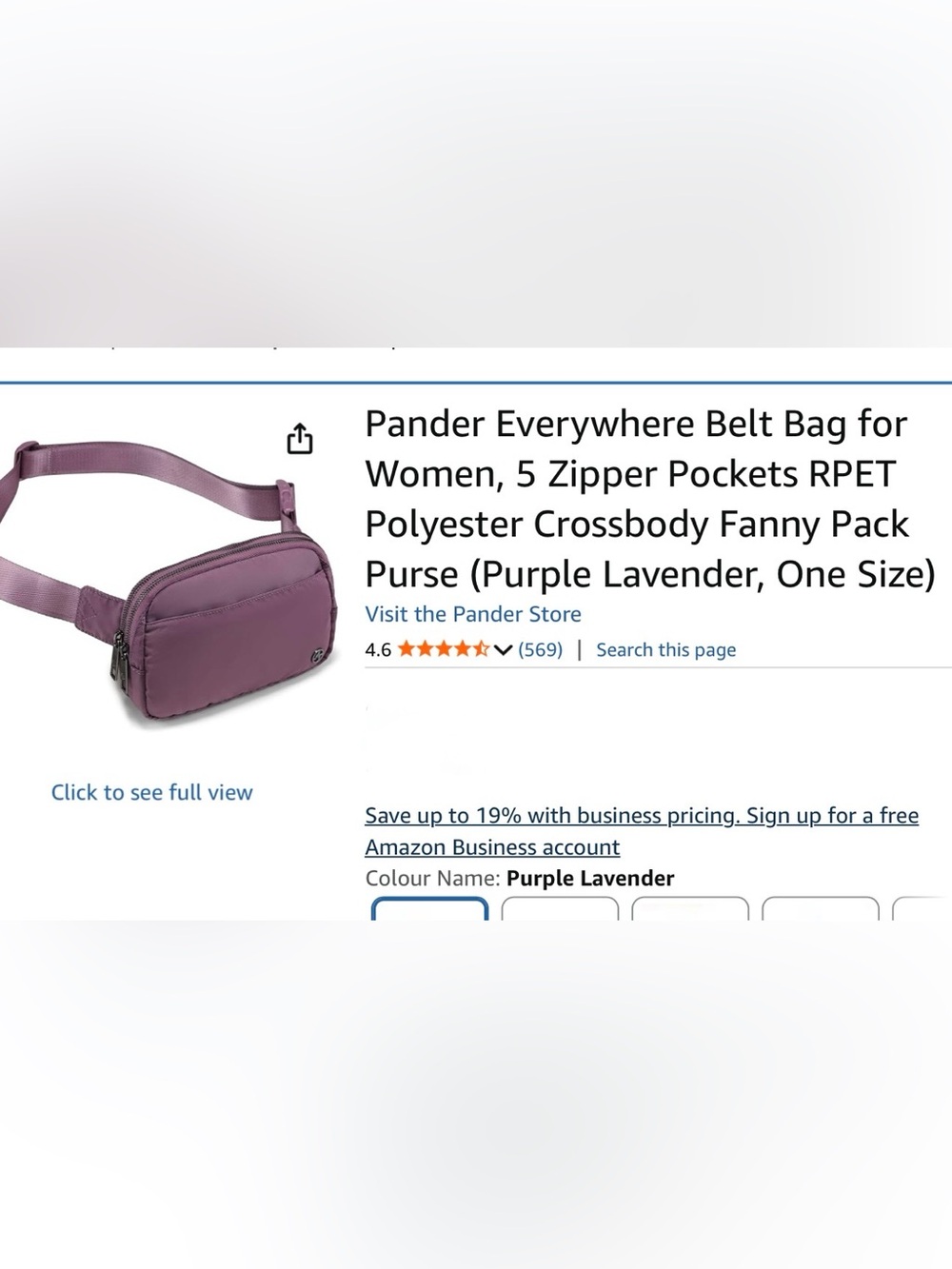 Pander everywhere belt bag, purple/lavender NWOT